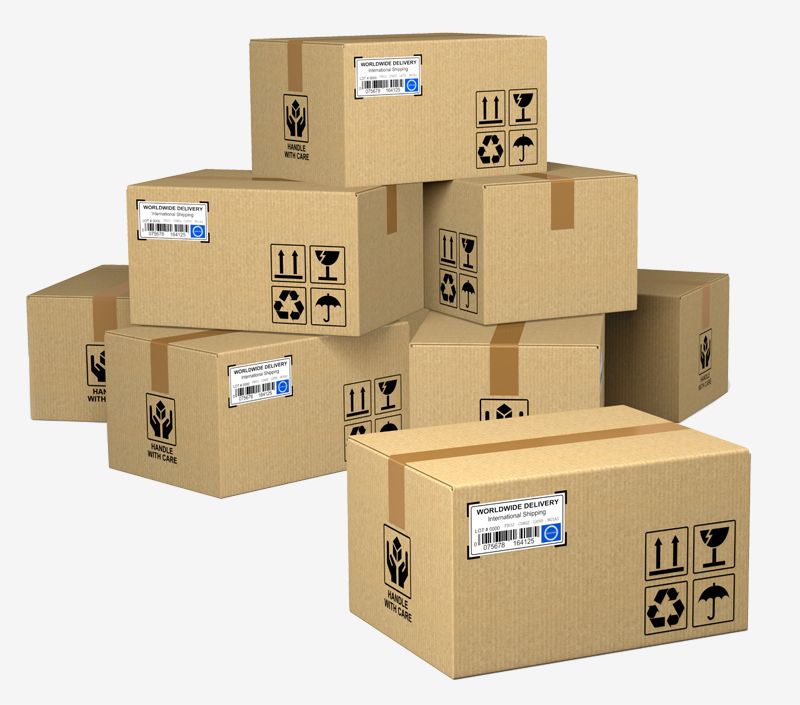 Custom cardboard box, shipping tags